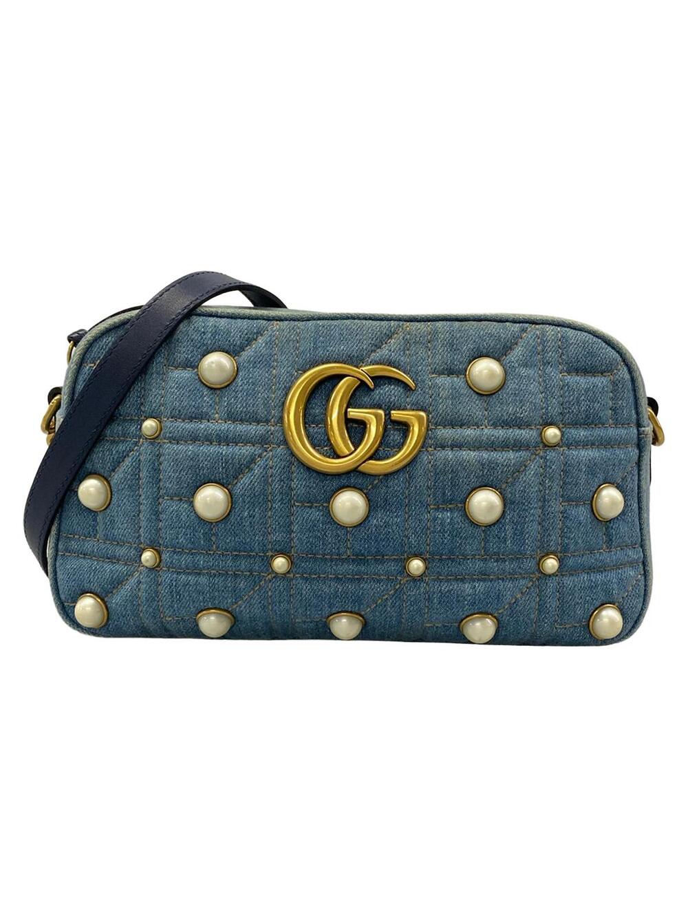 Gucci Gg Marmont Blue Denim Shoulder #363392G12B